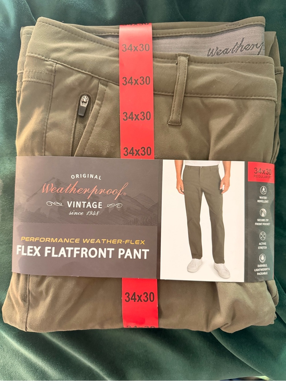 Weatherproof Men’s Flex Flatfront Pants – Olive Green